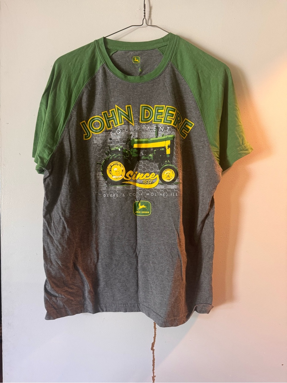 John Deere Green & Gray Raglan Tractor Graphic Tee